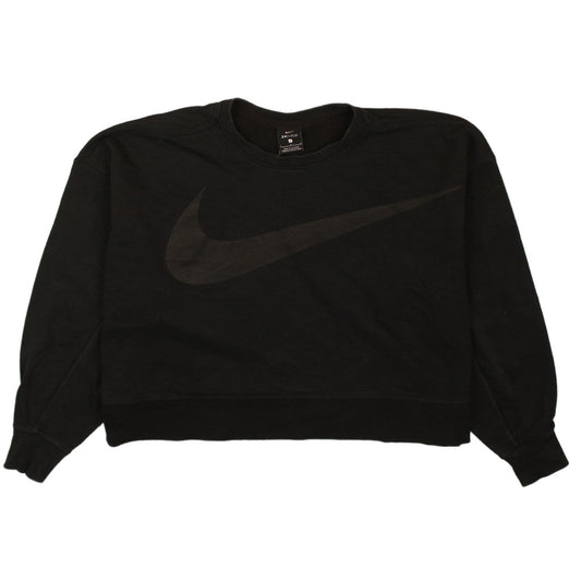 Nike Women's Black Dri-FIT Pullover Sweatshirt L Logo Crew Neck