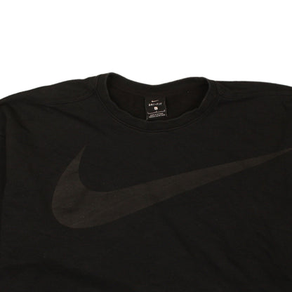Nike Women's Black Dri-FIT Pullover Sweatshirt L Logo Crew Neck