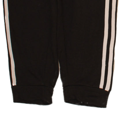Adidas Boys Black Jogger Trousers 11-12 Years Elastic Waist Striped Sweatpants