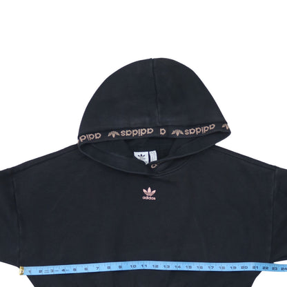 Adidas Womens Black Cropped Hooded Pullover Sweatshirt XS