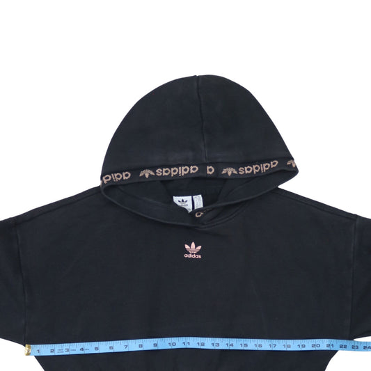 Adidas Womens Black Cropped Hooded Pullover Sweatshirt XS
