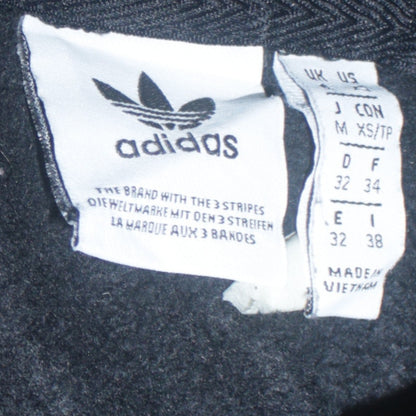 Adidas Womens Black Cropped Hooded Pullover Sweatshirt XS