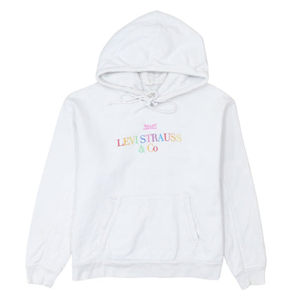 Levi's Womens White XS Pullover Hoodie with Logo Embroidery