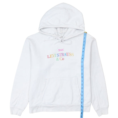 Levi's Womens White XS Pullover Hoodie with Logo Embroidery