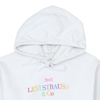 Levi's Womens White XS Pullover Hoodie with Logo Embroidery