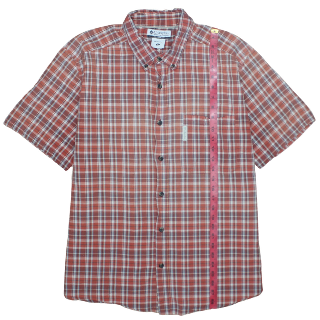 Columbia Men's Red Check Short Sleeve Button-Up Outdoor Shirt XL