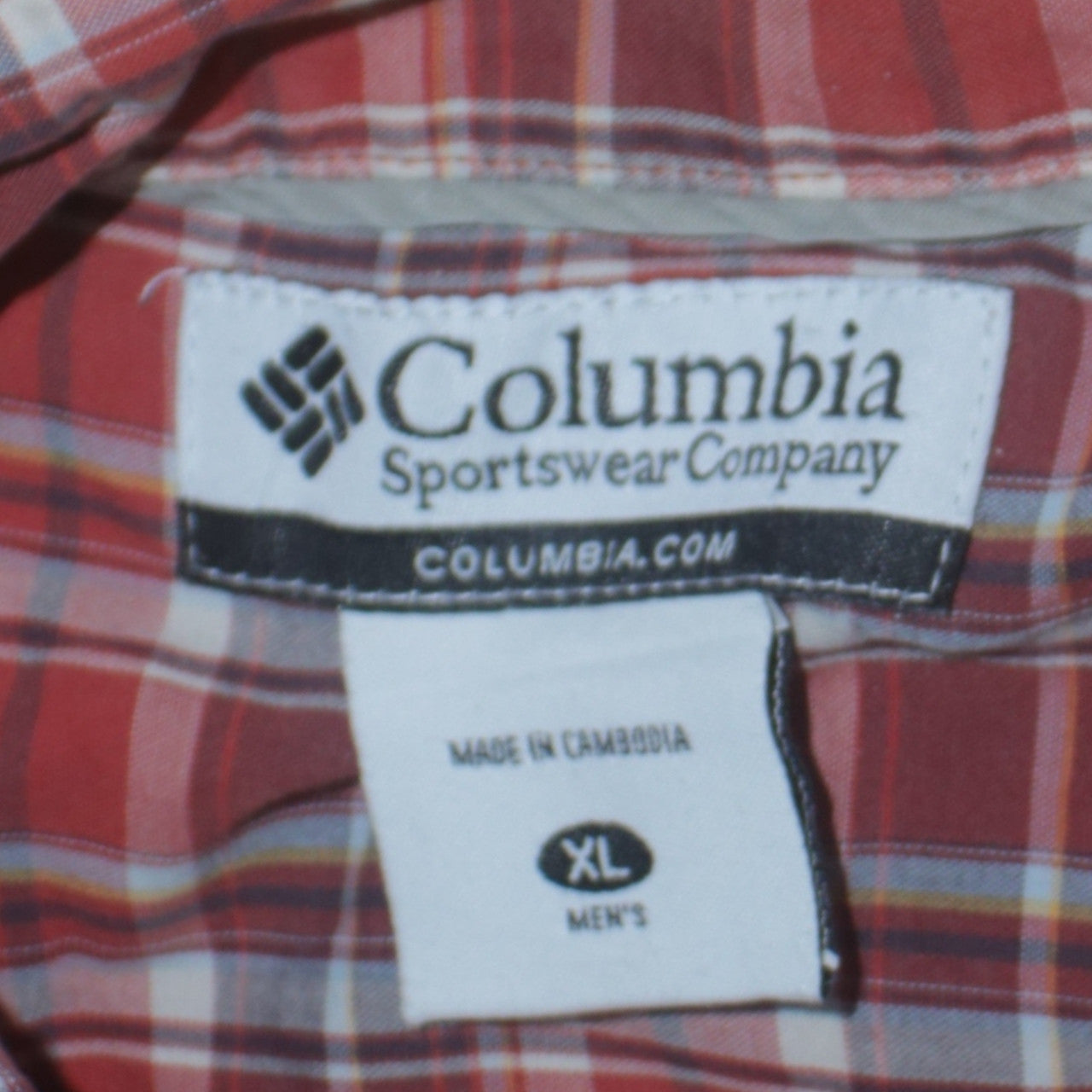 Columbia Men's Red Check Short Sleeve Button-Up Outdoor Shirt XL