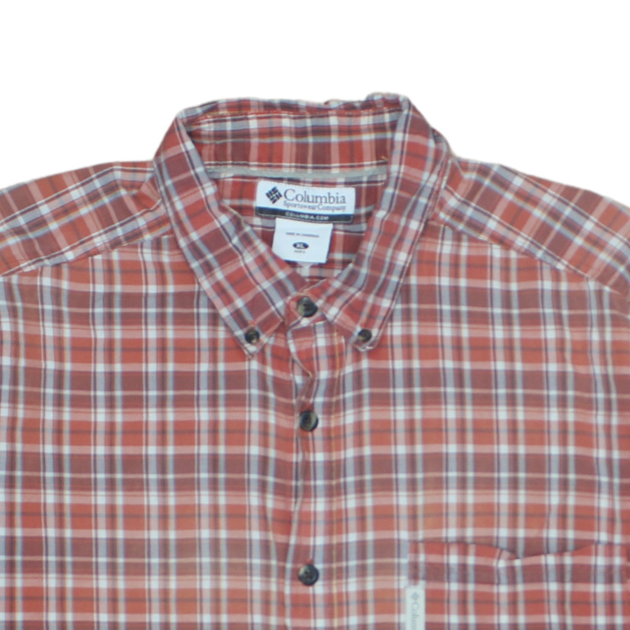 Columbia Men's Red Check Short Sleeve Button-Up Outdoor Shirt XL