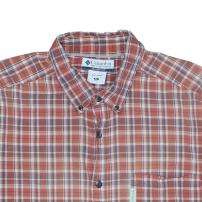 Columbia Men's Red Check Short Sleeve Button-Up Outdoor Shirt XL
