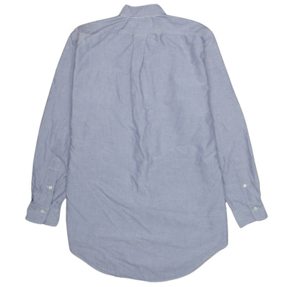 Ralph Lauren Men's Blue Cotton Band Collar Long Sleeve Shirt L