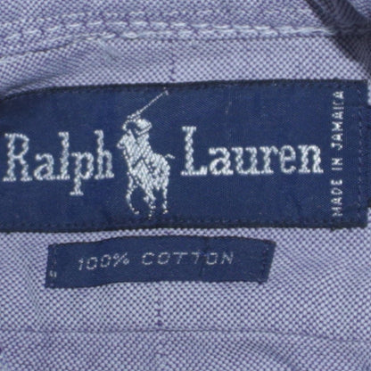 Ralph Lauren Men's Blue Cotton Band Collar Long Sleeve Shirt L