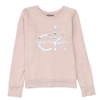 Calvin Klein Jeans Womens Pink Logo Crew Neck Sweatshirt Size M
