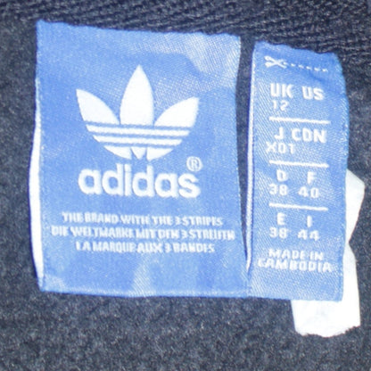 Adidas Womens Black Hooded Pullover Hoodie Size 12 Classic Logo Sweatshirt