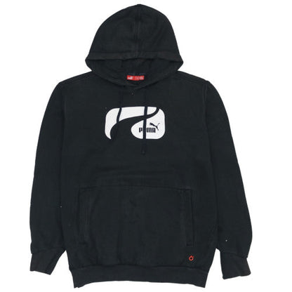 Puma Men's Black Pullover Hoodie Small Logo Graphic Fleece