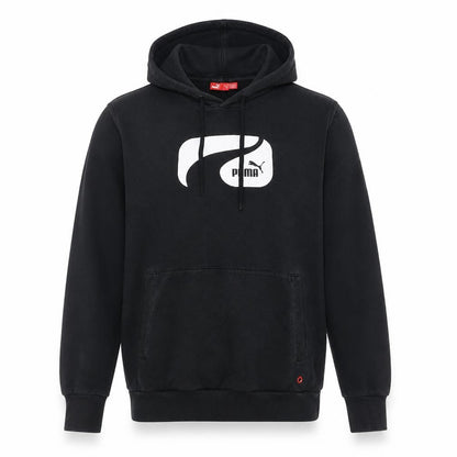 Puma Men's Black Pullover Hoodie Small Logo Graphic Fleece