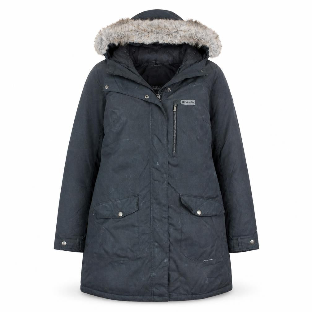 Columbia Women's Black Faux Fur Hooded Waterproof Parka Coat Size S