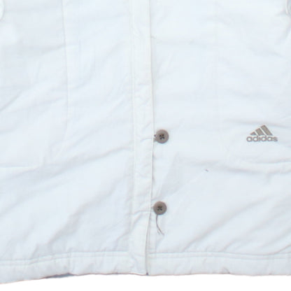 Adidas Womens White Parka Coat Size 12 Hooded Faux Fur Trim Long Winter Jacket