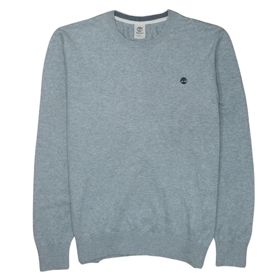 Timberland Men's Grey Cotton Crew Neck Jumper Size L Regular Fit
