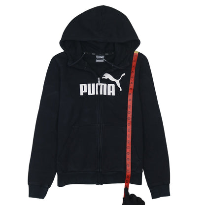 Puma Womens Black Full Zip Hoodie Size 14 Graphic Logo Sweatshirt