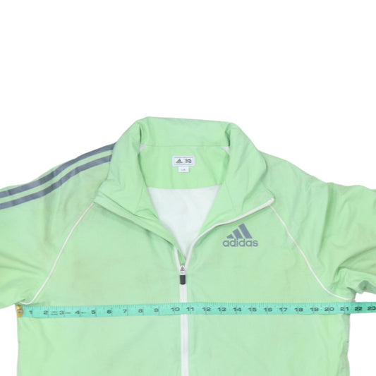 Adidas Mens Green Full Zip Windbreaker Jacket L Lightweight