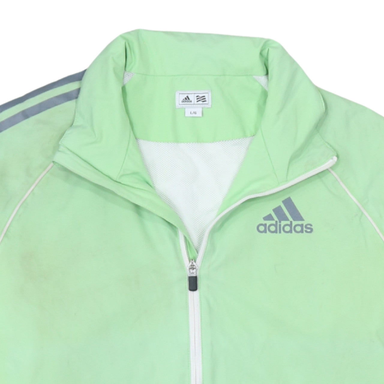 Adidas Mens Green Full Zip Windbreaker Jacket L Lightweight