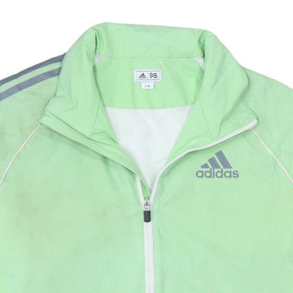 Adidas Mens Green Full Zip Windbreaker Jacket L Lightweight