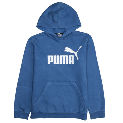 Puma Boys Blue Pullover Hoodie Size 14 Years Cotton Logo Print