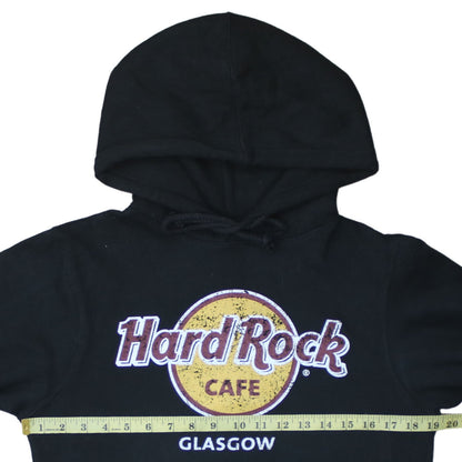 Hard Rock Cafe Glasgow Black Pullover Hoodie Women Small Cotton Blend
