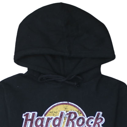 Hard Rock Cafe Glasgow Black Pullover Hoodie Women Small Cotton Blend