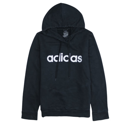 Adidas Womens Black Pullover Hoodie UK 12-14 Medium Logo Print