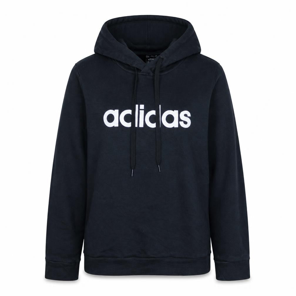 Adidas Womens Black Pullover Hoodie UK 12-14 Medium Logo Print