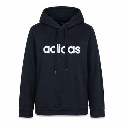 Adidas Womens Black Pullover Hoodie UK 12-14 Medium Logo Print