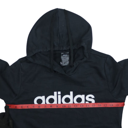 Adidas Womens Black Pullover Hoodie UK 12-14 Medium Logo Print