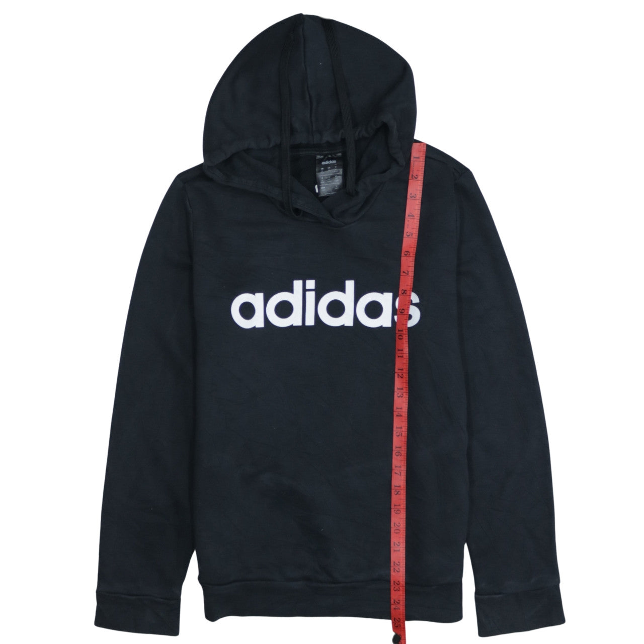 Adidas Womens Black Pullover Hoodie UK 12-14 Medium Logo Print