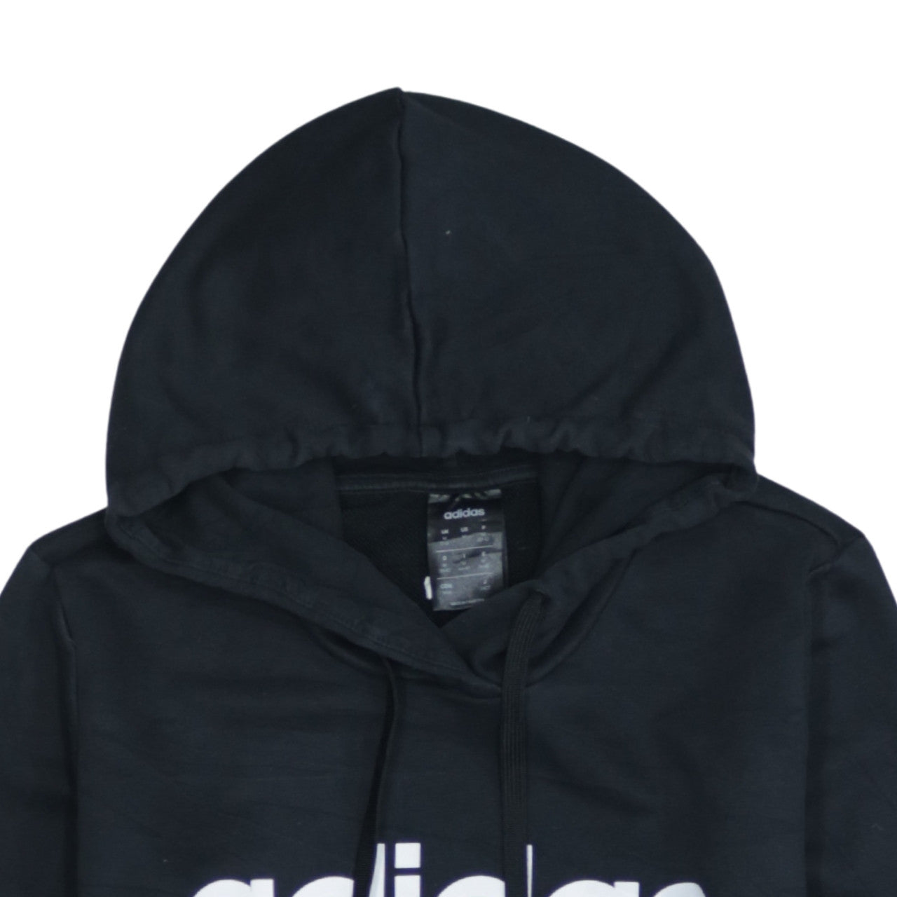 Adidas Womens Black Pullover Hoodie UK 12-14 Medium Logo Print
