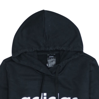 Adidas Womens Black Pullover Hoodie UK 12-14 Medium Logo Print