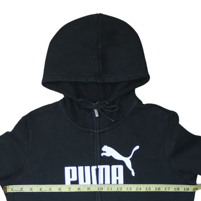 Puma Womens Black Full Zip Hoodie Size L Cotton Blend Athletic