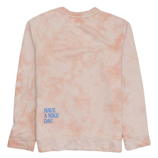 Nike Girls Peach Tie-Dye XL Sweatshirt with Daisy Embroidery