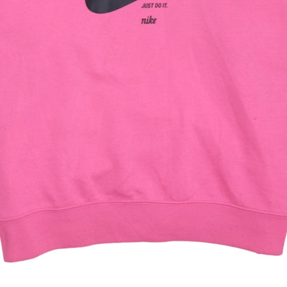 Nike Womens Pink Pullover Hoodie Medium Graphic Logo Jumper