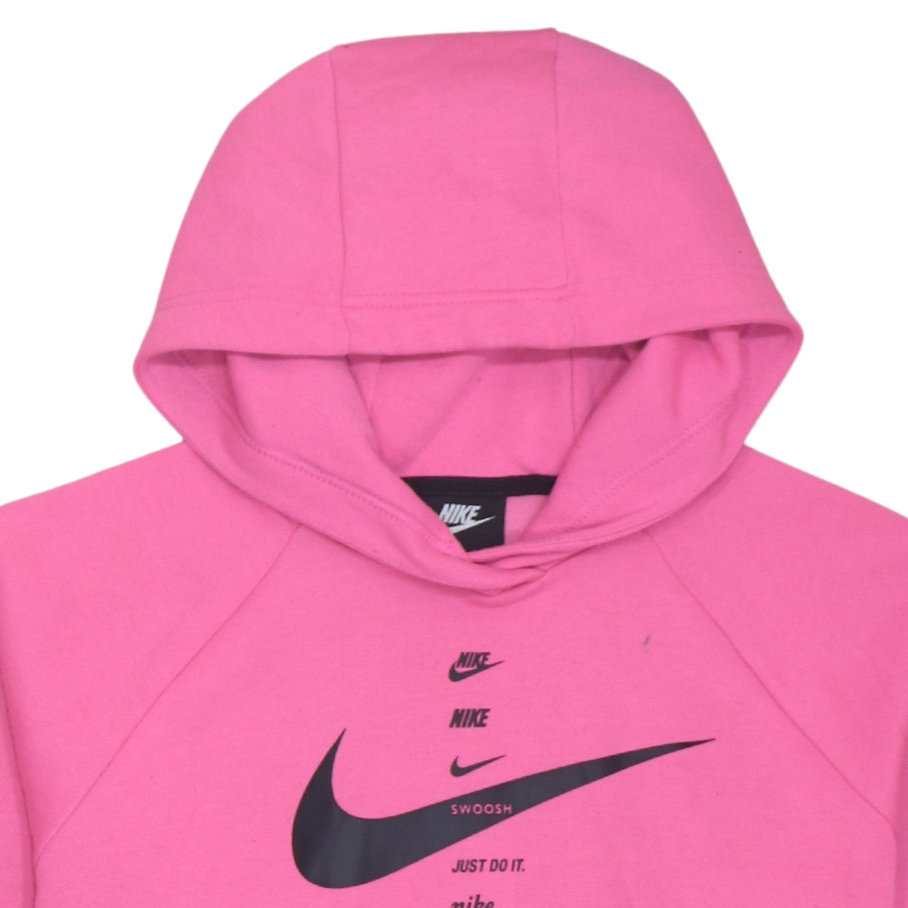 Nike Womens Pink Pullover Hoodie Medium Graphic Logo Jumper