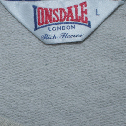 Lonsdale Men's Beige Pullover Hoodie L Embroidered Logo Fleece