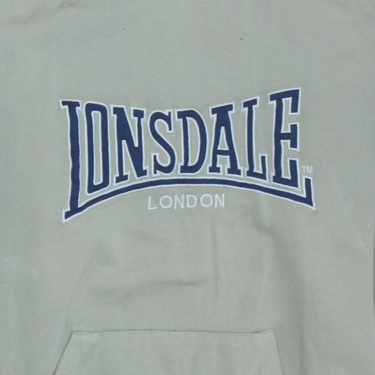 Lonsdale Men's Beige Pullover Hoodie L Embroidered Logo Fleece