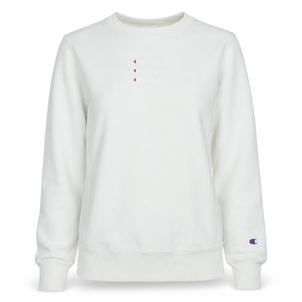 Champion Women's White XS Reverse Weave Crew Neck Sweatshirt