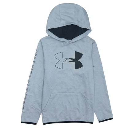 Under Armour Boys Grey Pullover Hoodie Size Medium ColdGear Logo Top