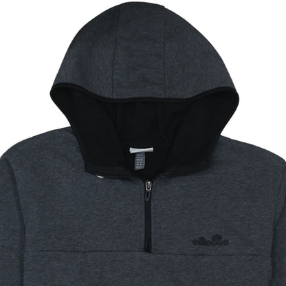Ellesse Men's Grey 1/4 Zip Hooded Pullover Sweatshirt L