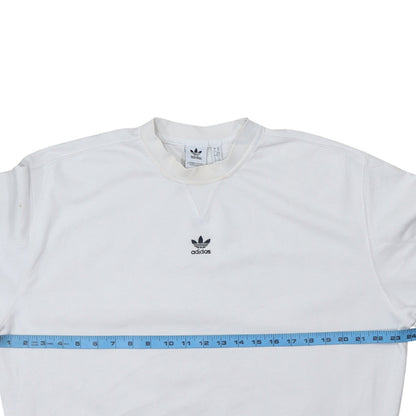 Adidas Women White Crew Neck Pullover Sweatshirt XS Cotton Logo