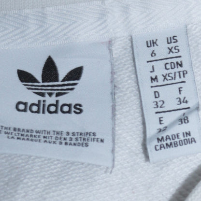 Adidas Women White Crew Neck Pullover Sweatshirt XS Cotton Logo