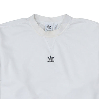 Adidas Women White Crew Neck Pullover Sweatshirt XS Cotton Logo