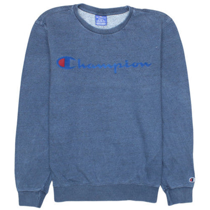 Champion Men's Blue Small Crew Neck Logo Pullover Sweatshirt