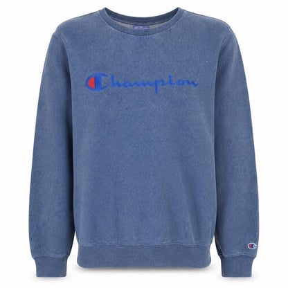 Champion Men's Blue Small Crew Neck Logo Pullover Sweatshirt